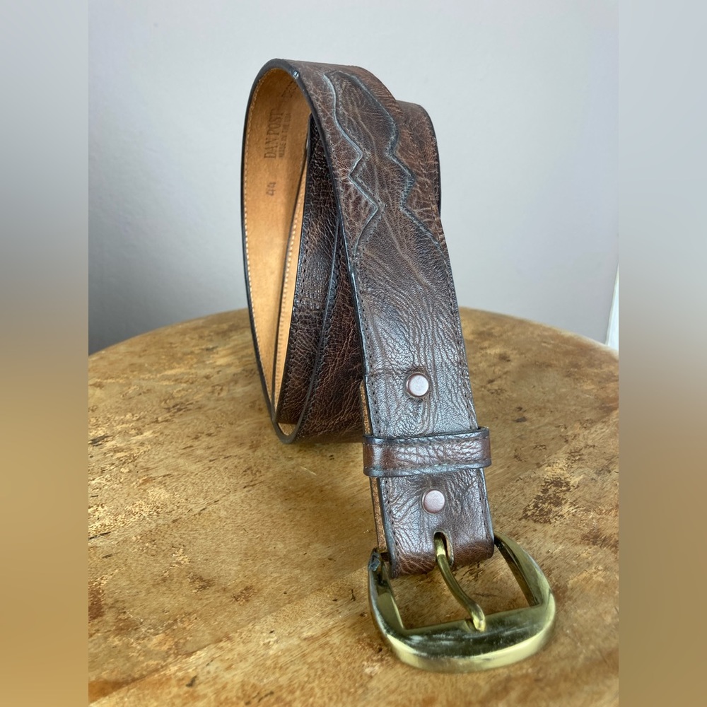 Large Brown Leather Dan Post Mens Belt